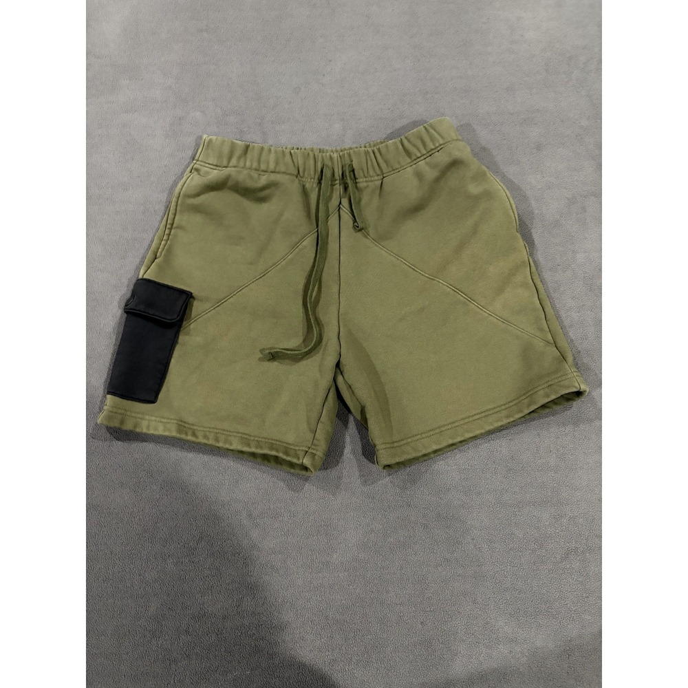 Forever 21 Sweat Shorts Mens Medium Olive Green Fleece Lined Pockets Drawstring